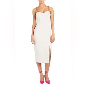 Rebecca Vallance Pierson Chain Strap Ivory White Midi Dress Size 8
